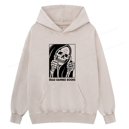 Pagewings Read Banned Books Unisex Washed Hoodie