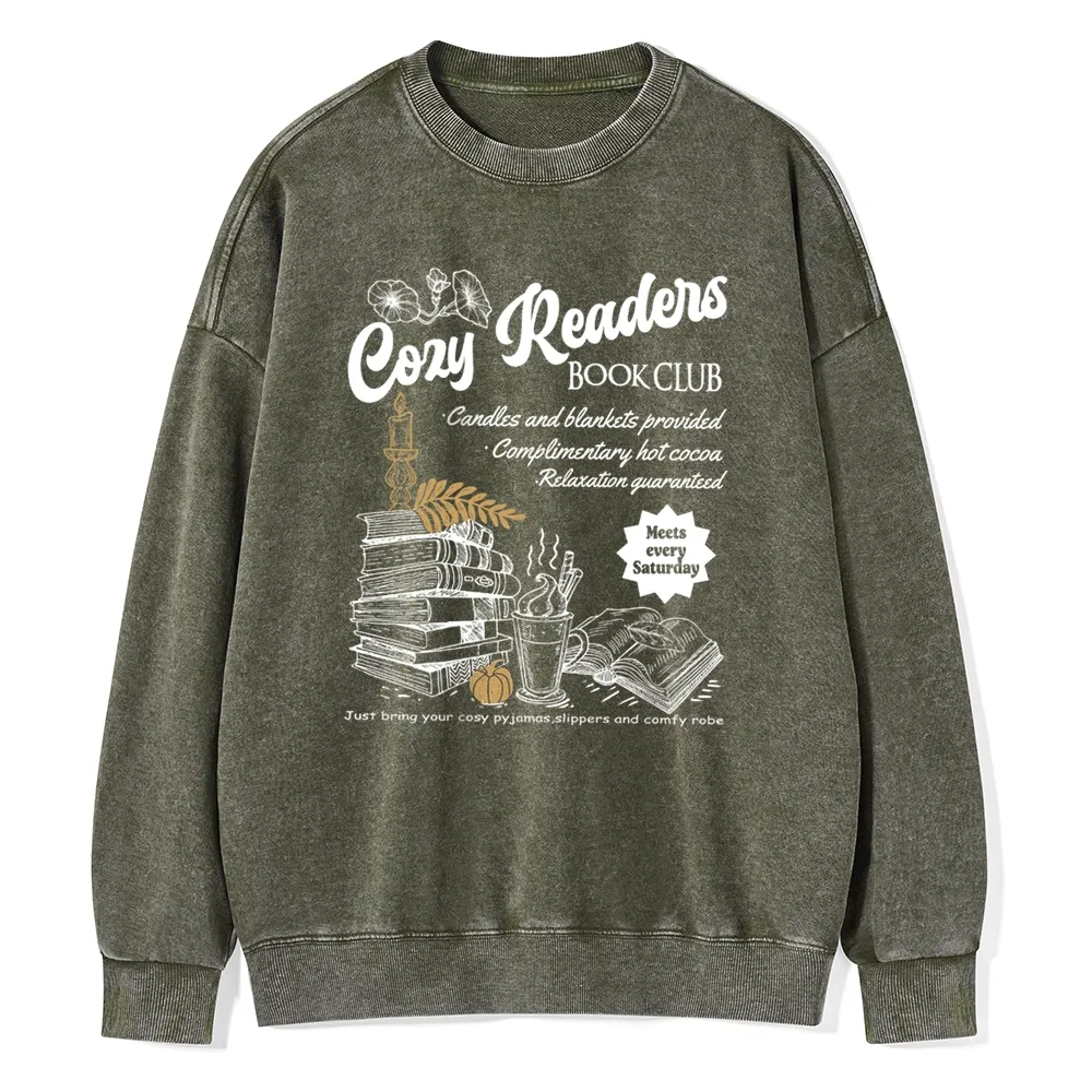 Pagewings Cozy Reader Unisex Washed Sweatshirt