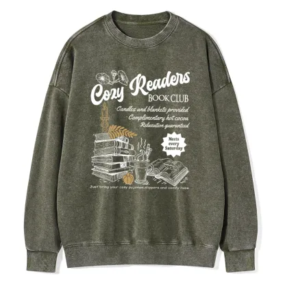 Pagewings Cozy Reader Unisex Washed Sweatshirt