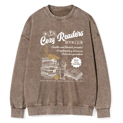 Pagewings Cozy Reader Unisex Washed Sweatshirt
