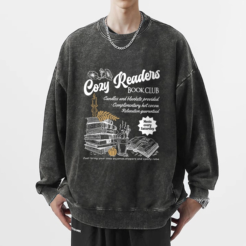 Pagewings Cozy Reader Unisex Washed Sweatshirt