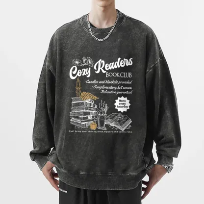 Pagewings Cozy Reader Unisex Washed Sweatshirt