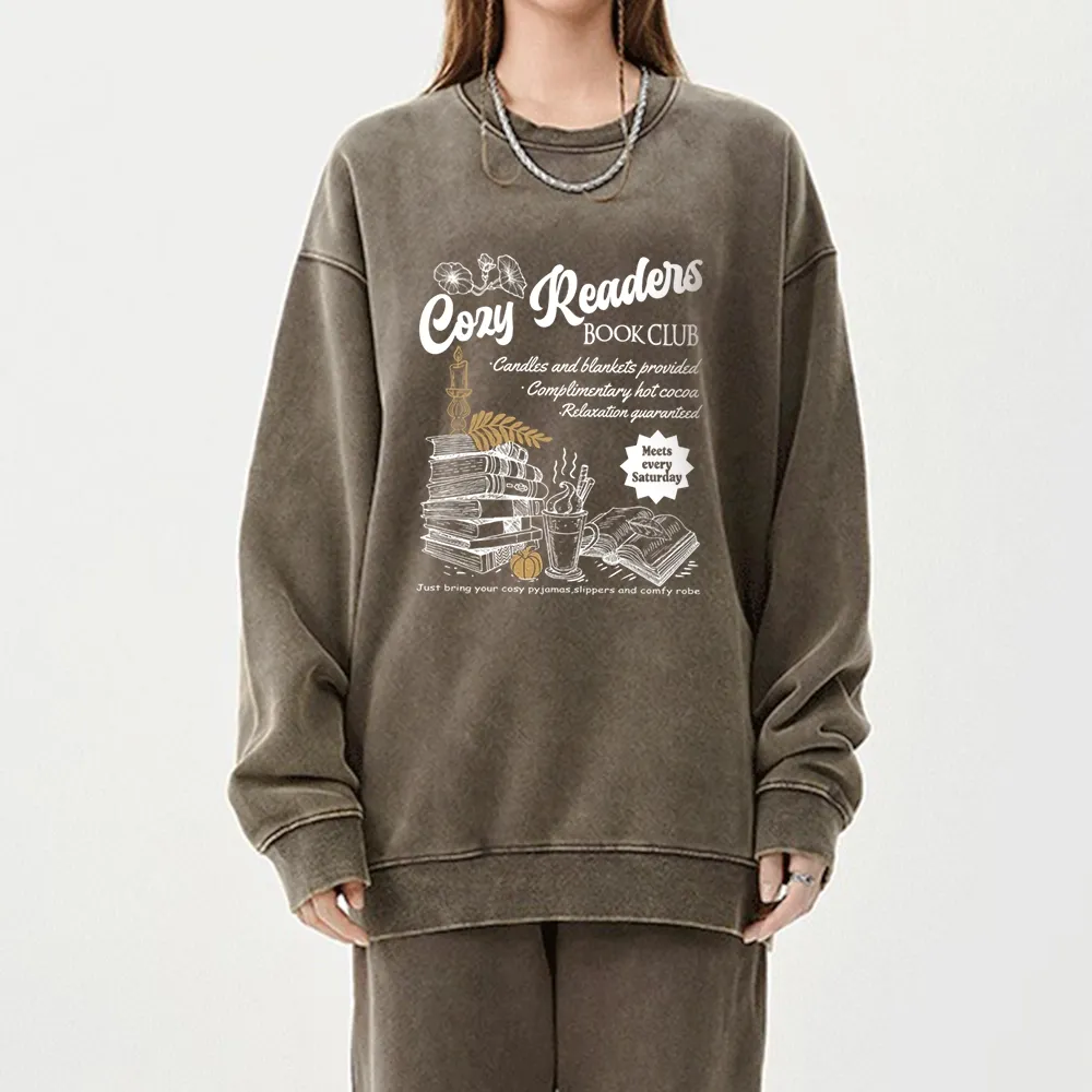 Pagewings Cozy Reader Unisex Washed Sweatshirt