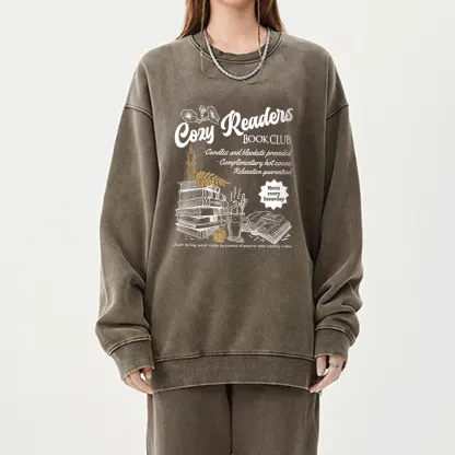 Pagewings Cozy Reader Unisex Washed Sweatshirt