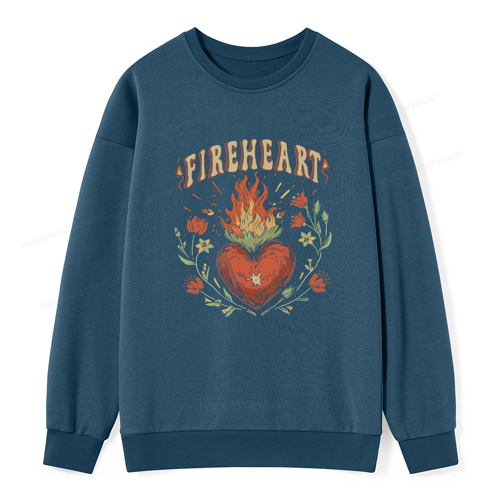 Pagewings Vintage Fire-heart Unisex Classic Sweatshirt