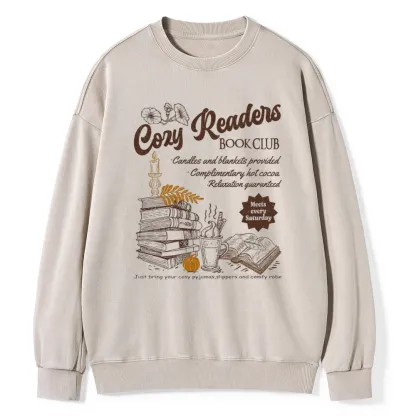 Pagewings Cozy Reader Unisex Washed Sweatshirt