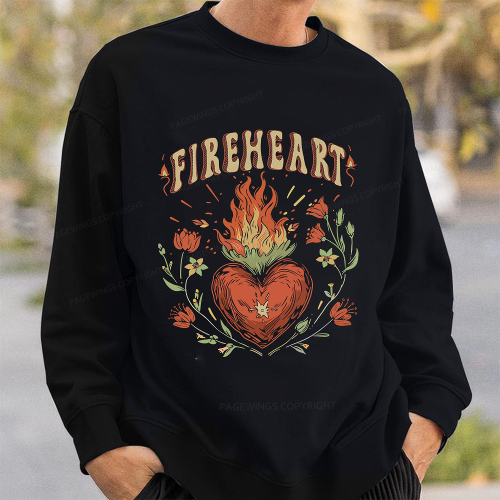 Pagewings Vintage Fire-heart Unisex Classic Sweatshirt