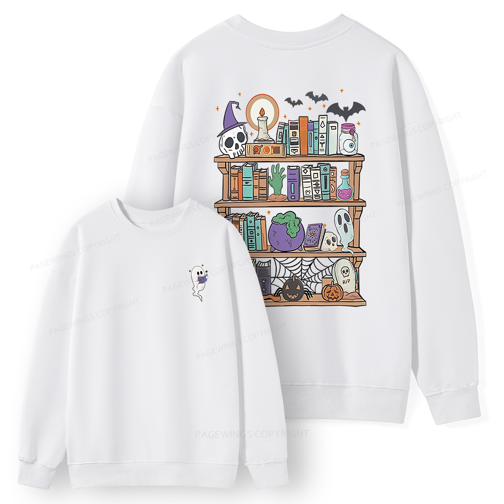 Pagewings Ghost Book Reader Halloween Unisex Classic Sweatshirt