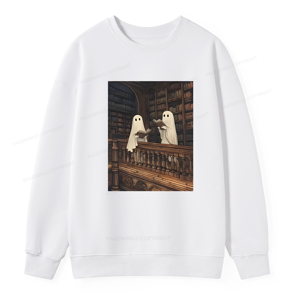 Pagewings Halloween Ghost Reading Unisex Classic Sweatshirt