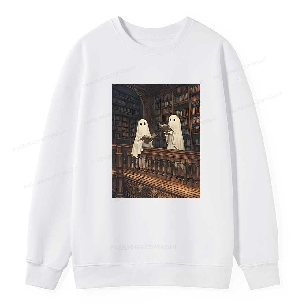 Pagewings Halloween Ghost Reading Unisex Classic Sweatshirt