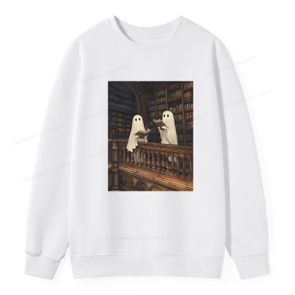 Pagewings Halloween Ghost Reading Unisex Classic Sweatshirt
