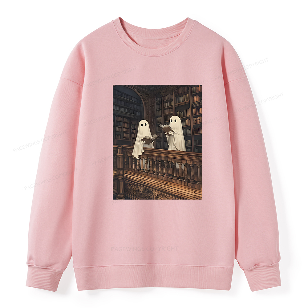 Pagewings Halloween Ghost Reading Unisex Classic Sweatshirt