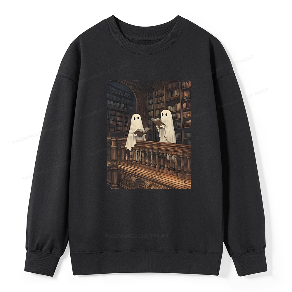 Pagewings Halloween Ghost Reading Unisex Classic Sweatshirt