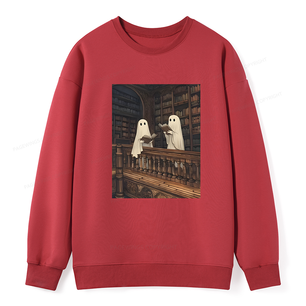 Pagewings Halloween Ghost Reading Unisex Classic Sweatshirt