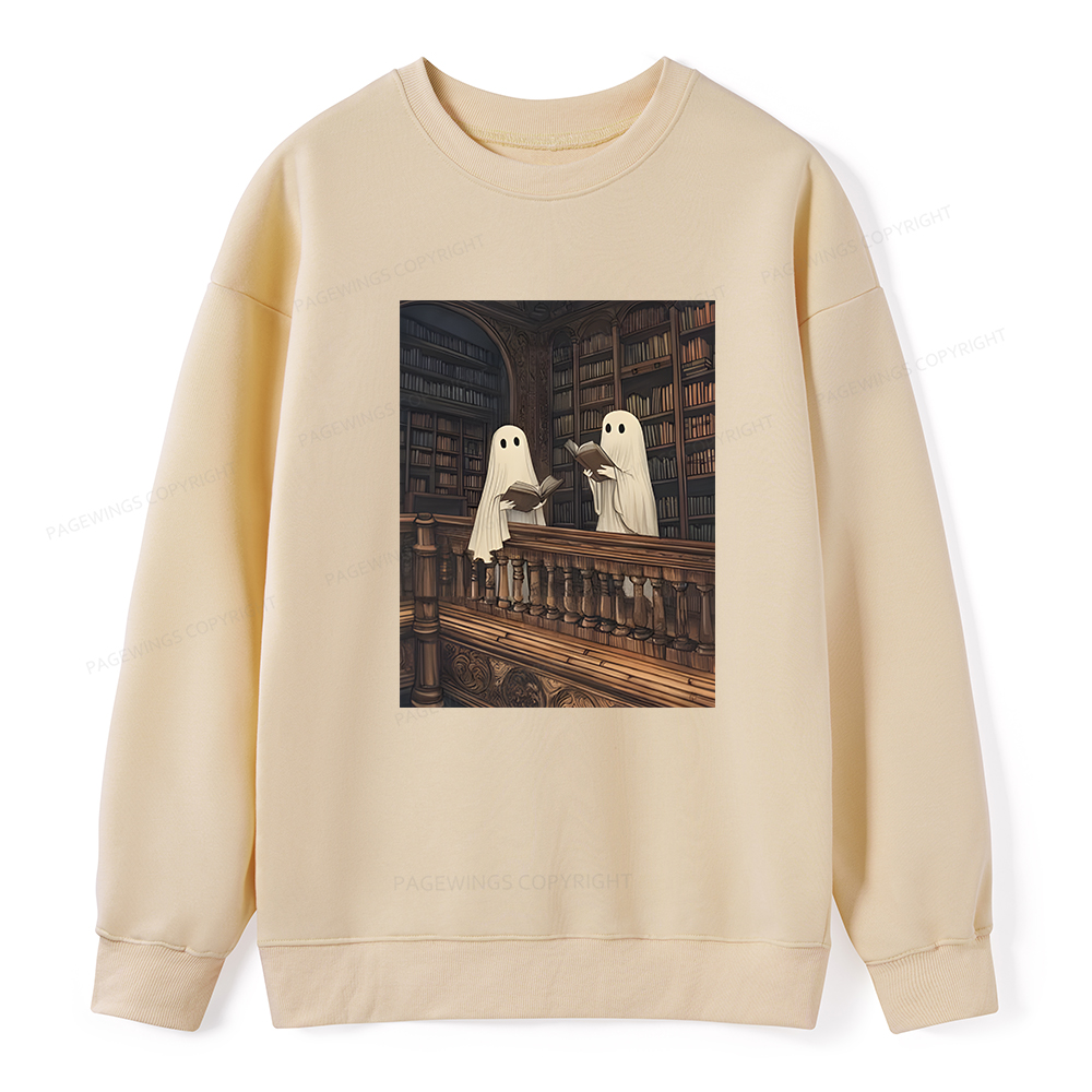 Pagewings Halloween Ghost Reading Unisex Classic Sweatshirt