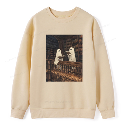 Pagewings Halloween Ghost Reading Unisex Classic Sweatshirt