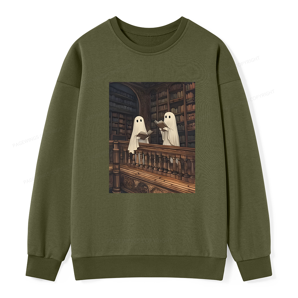 Pagewings Halloween Ghost Reading Unisex Classic Sweatshirt