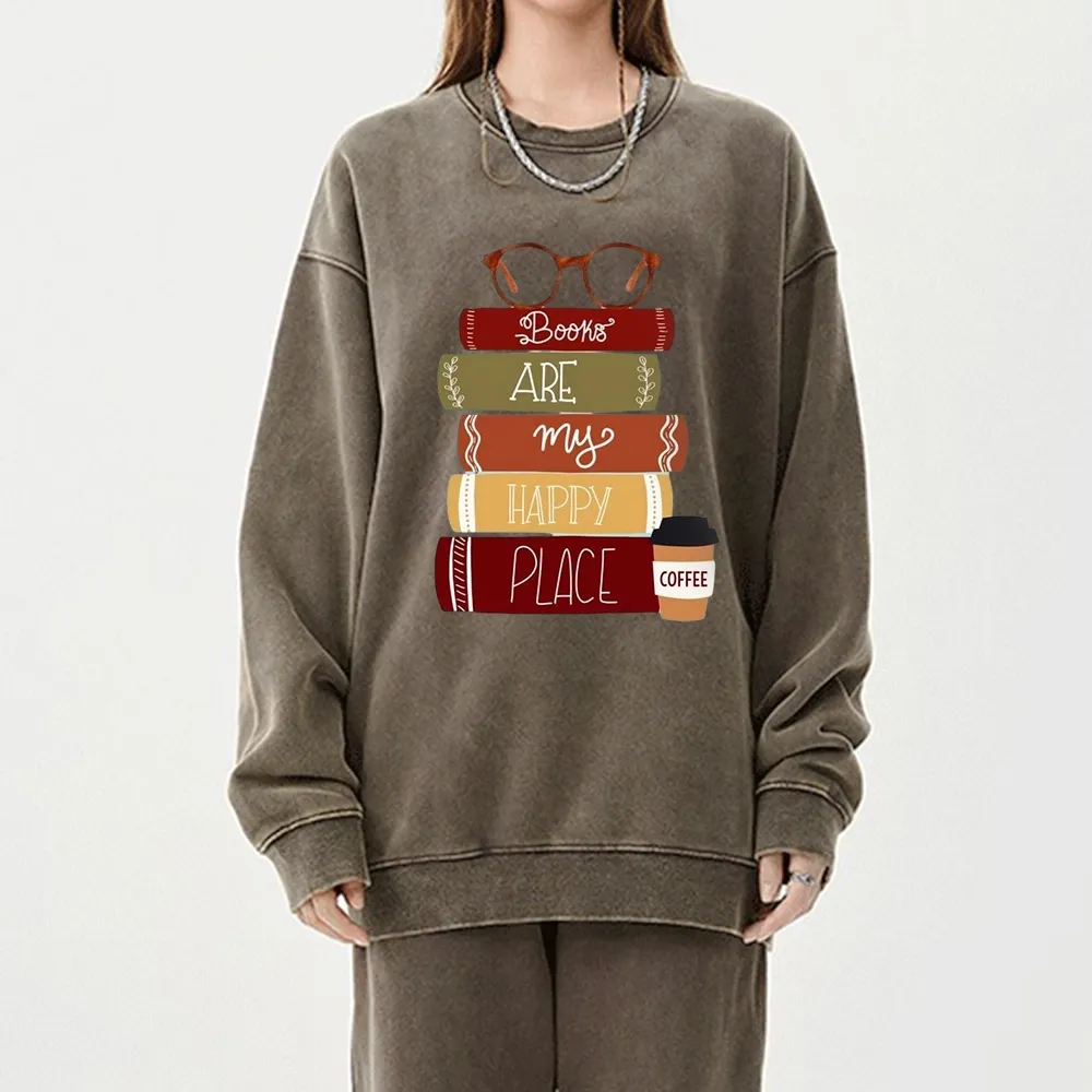 Pagewings Books are My Happy Place Unisex Washed Sweatshirt