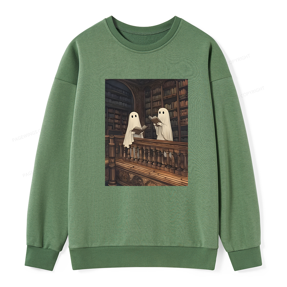Pagewings Halloween Ghost Reading Unisex Classic Sweatshirt