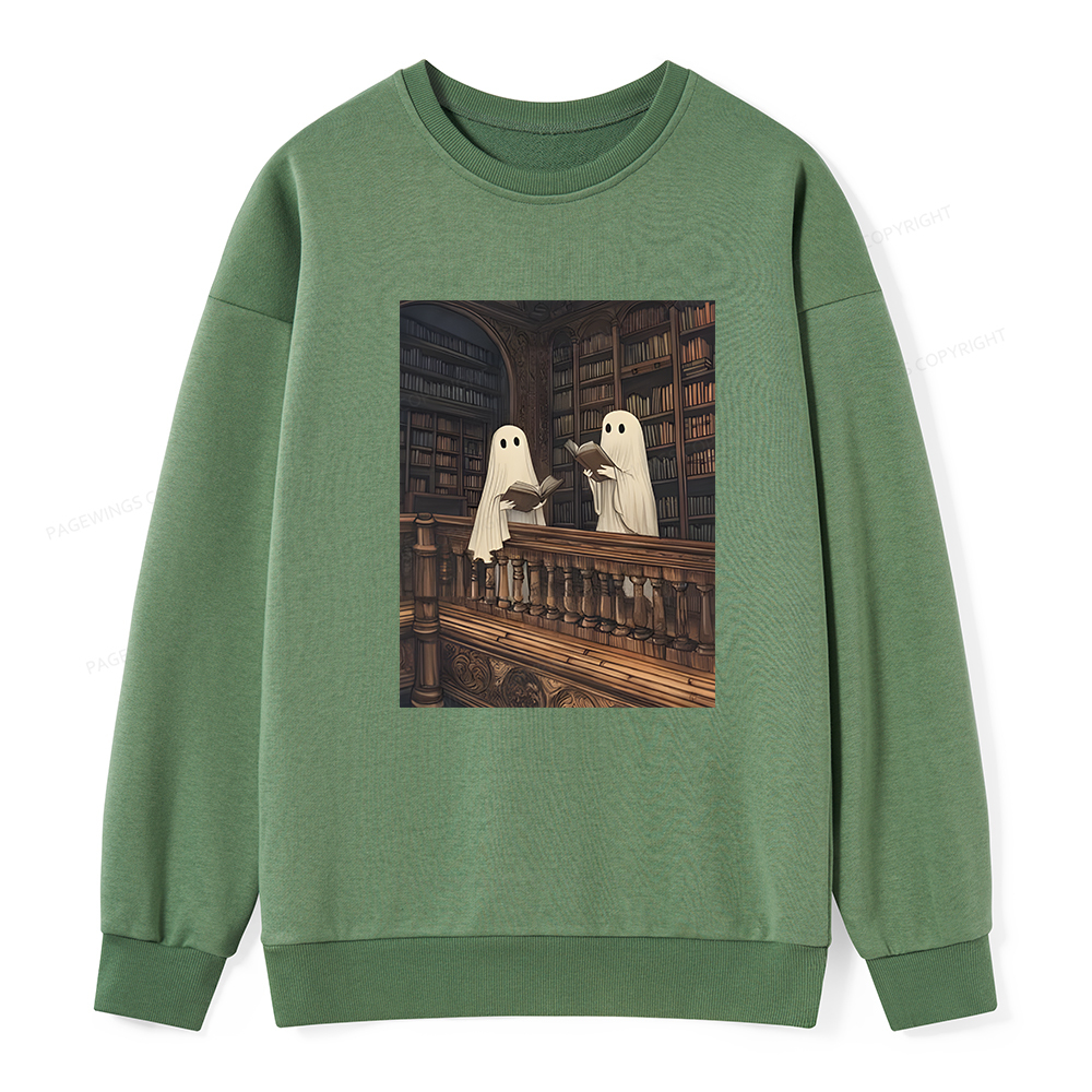 Pagewings Halloween Ghost Reading Unisex Classic Sweatshirt