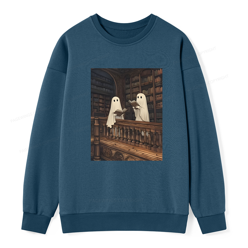 Pagewings Halloween Ghost Reading Unisex Classic Sweatshirt
