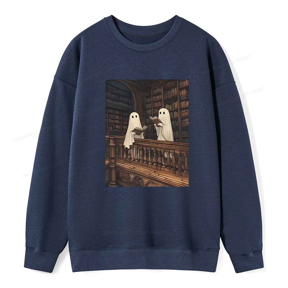 Pagewings Halloween Ghost Reading Unisex Classic Sweatshirt