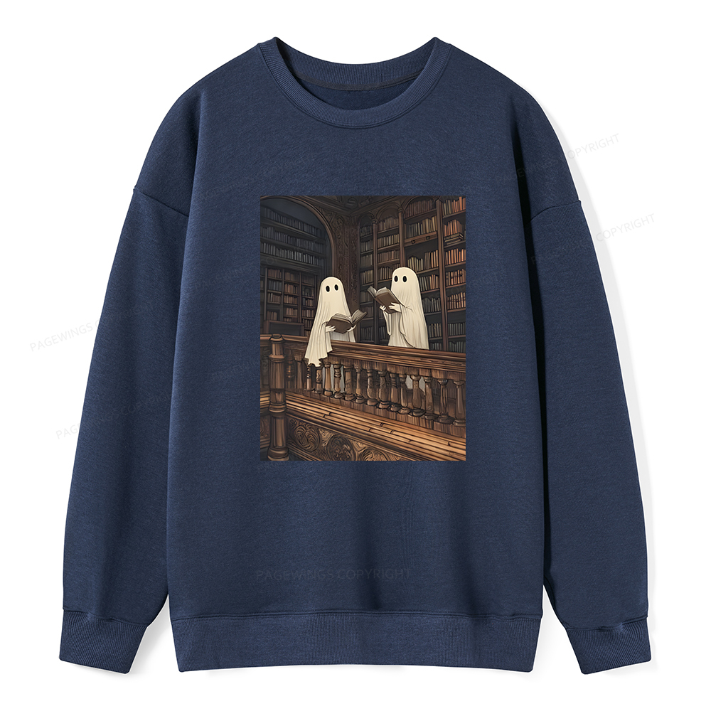 Pagewings Halloween Ghost Reading Unisex Classic Sweatshirt