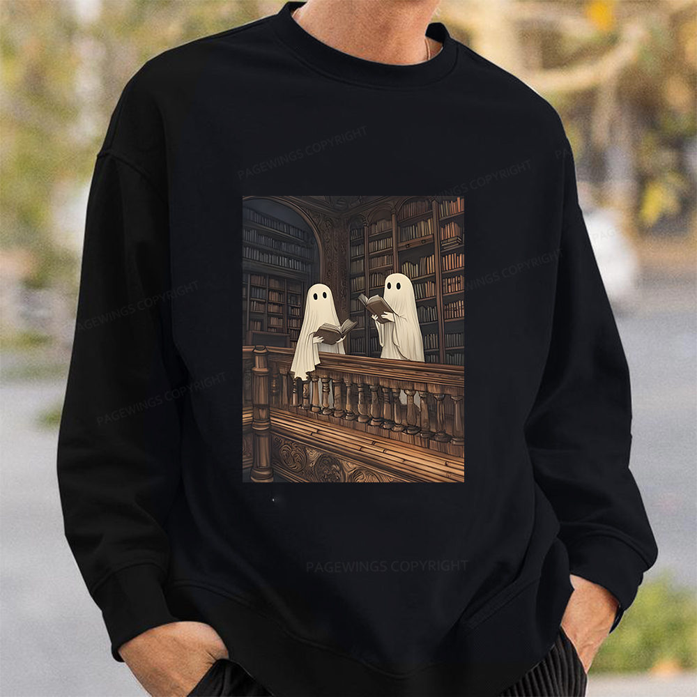 Pagewings Halloween Ghost Reading Unisex Classic Sweatshirt