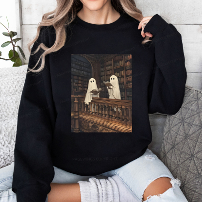 Pagewings Halloween Ghost Reading Unisex Classic Sweatshirt
