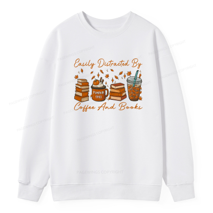 Pagewings Easily Distracted By Coffee And Books Unisex Classic Sweatshirt