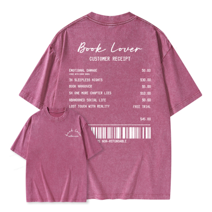 Pagewings Personalized Name Book Lover Unisex Washed T-shirt