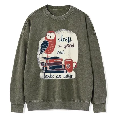 Pagewings Sleep is Good But Book is Better Unisex Washed Sweatshirt