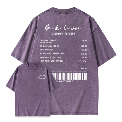 Pagewings Personalized Name Book Lover Unisex Washed T-shirt