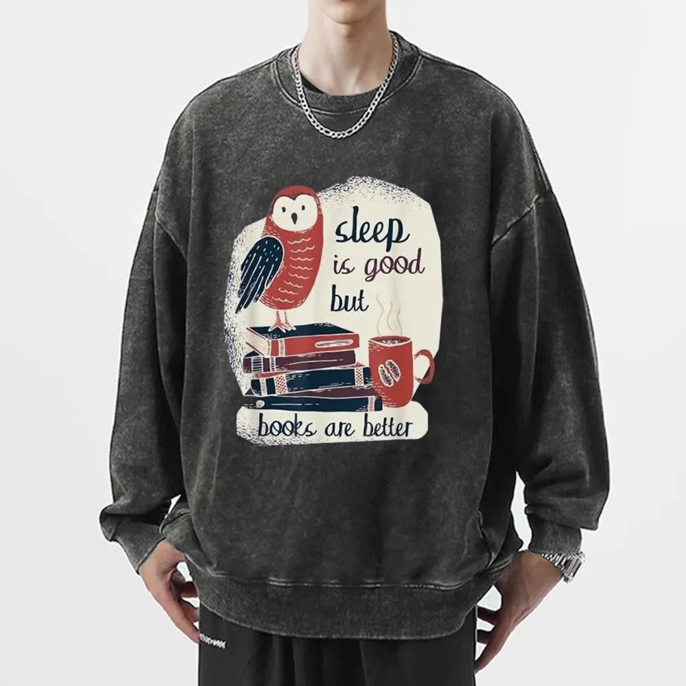 Pagewings Sleep is Good But Book is Better Unisex Washed Sweatshirt