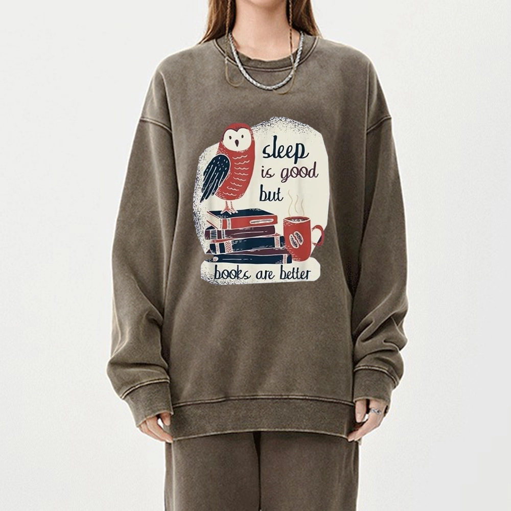 Pagewings Sleep is Good But Book is Better Unisex Washed Sweatshirt