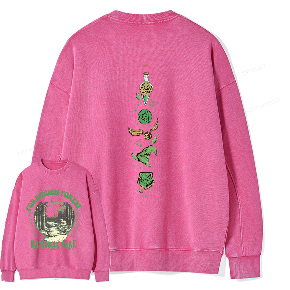 Pagewings Forbidden Forest Unisex Washed Sweatshirt