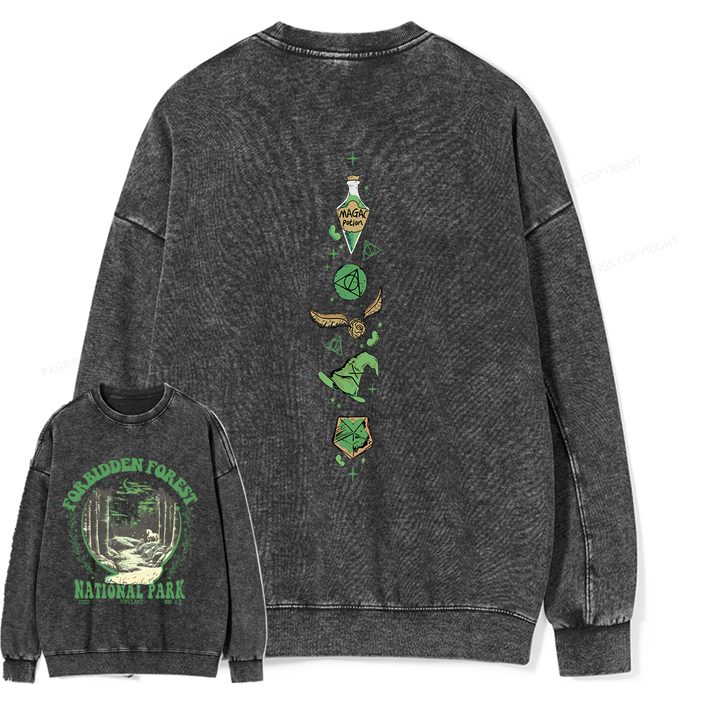 Pagewings Forbidden Forest Unisex Washed Sweatshirt