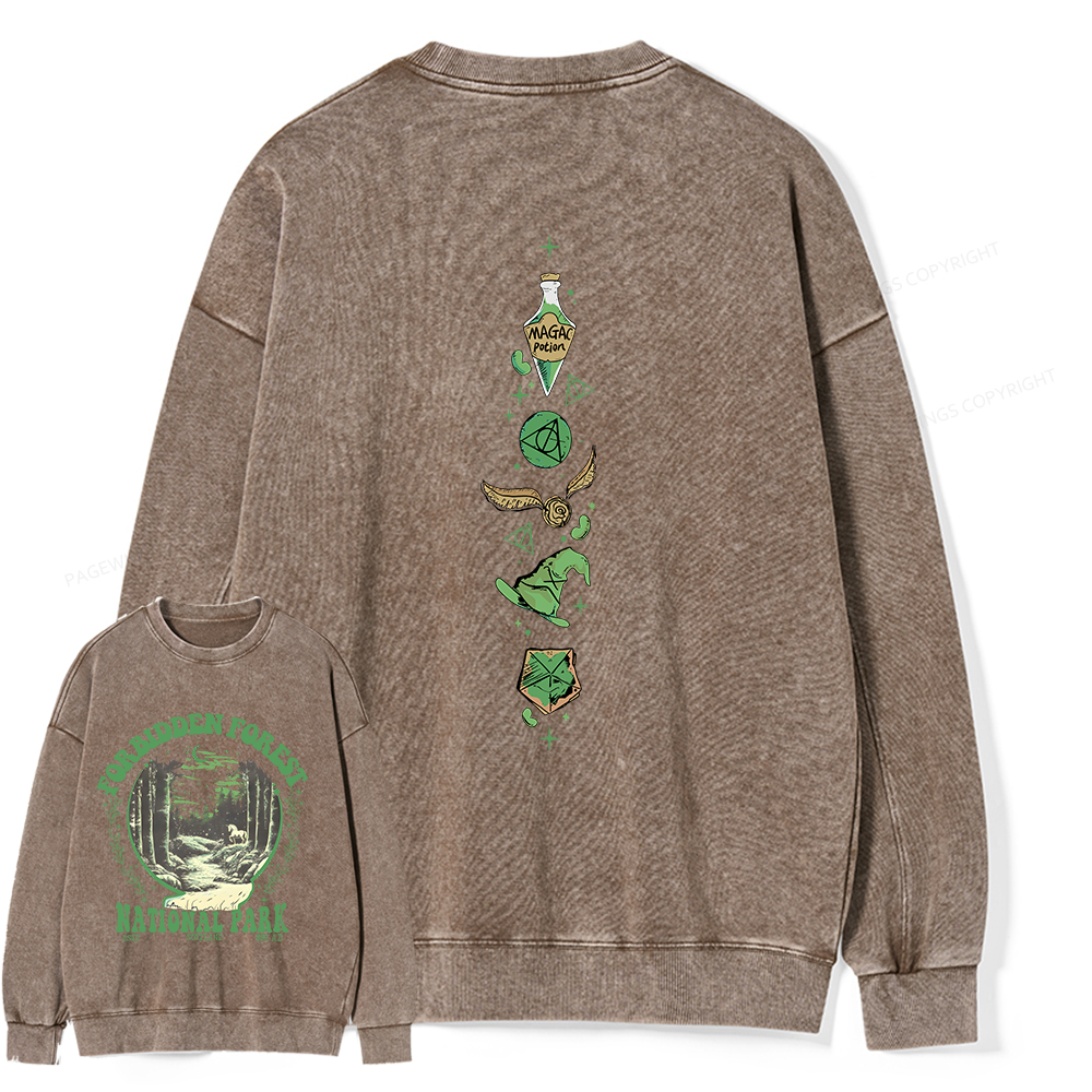Pagewings Forbidden Forest Unisex Washed Sweatshirt