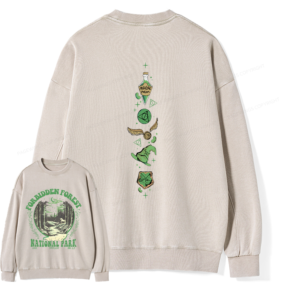 Pagewings Forbidden Forest Unisex Washed Sweatshirt