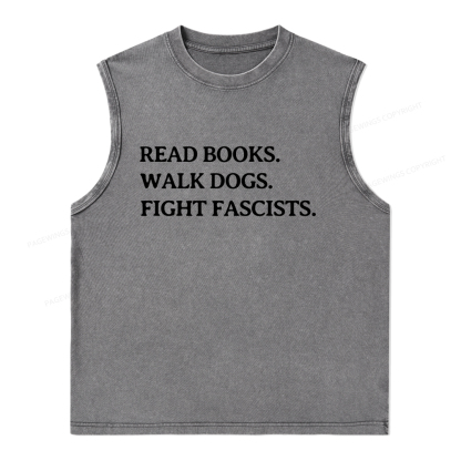 Pagewings Read Books Walk Dogs And Fight Unisex Washed Tank Top
