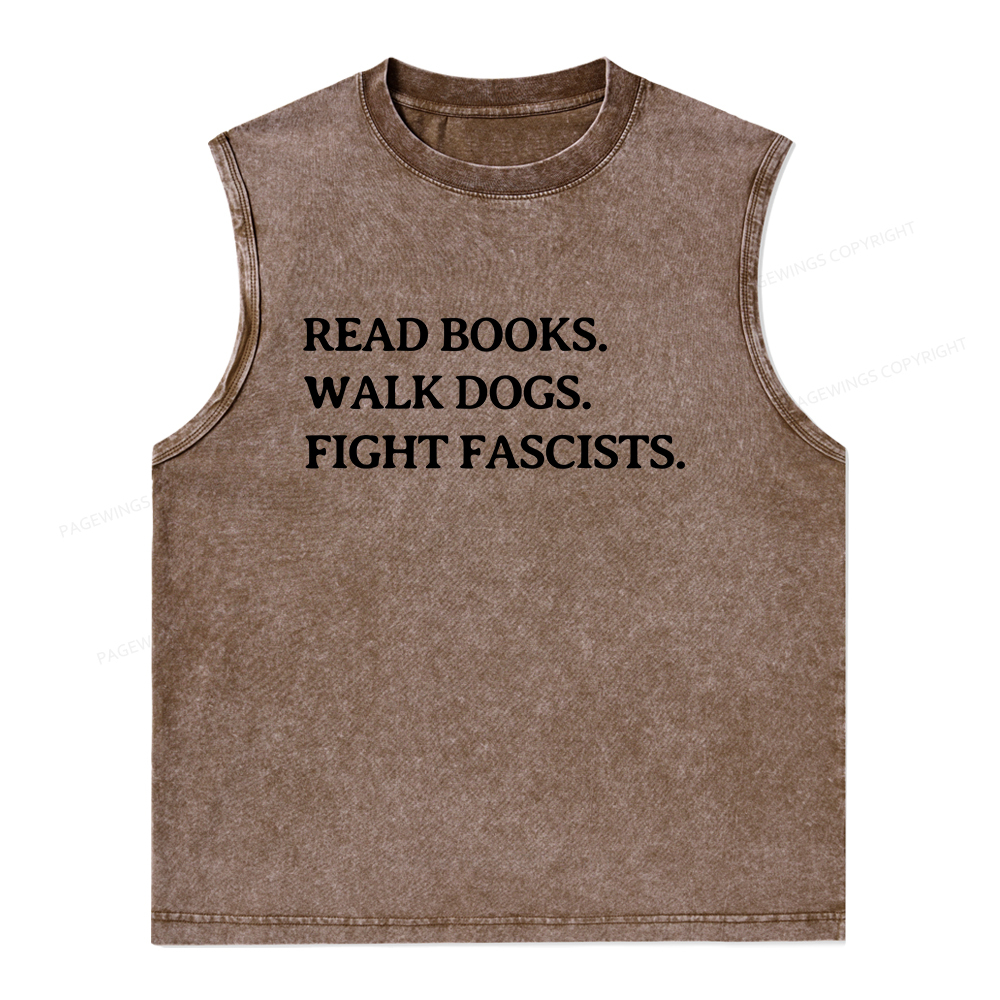 Pagewings Read Books Walk Dogs And Fight Unisex Washed Tank Top