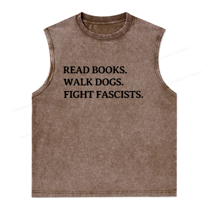 Pagewings Read Books Walk Dogs And Fight Unisex Washed Tank Top