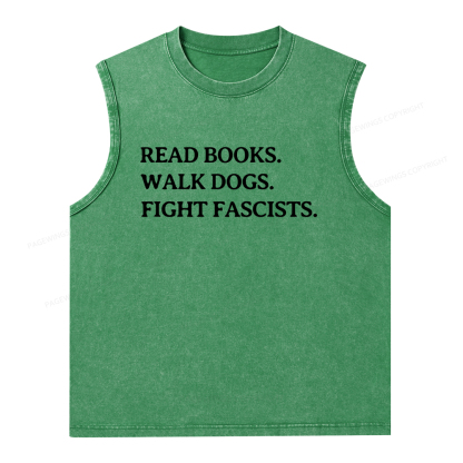 Pagewings Read Books Walk Dogs And Fight Unisex Washed Tank Top