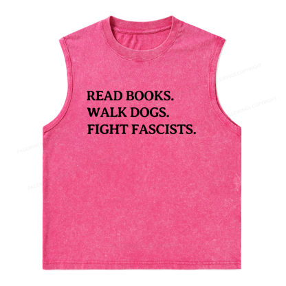 Pagewings Read Books Walk Dogs And Fight Unisex Washed Tank Top
