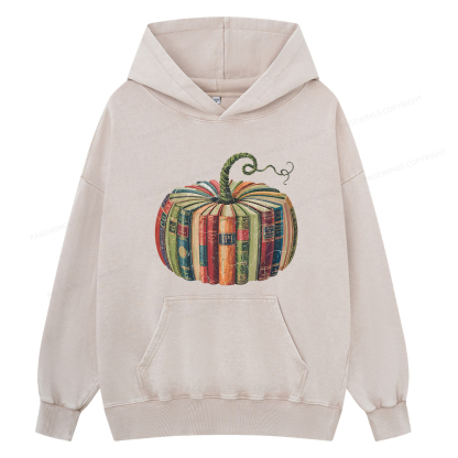 Pagewings Fall Book Pumpkin Unisex Washed Hoodie