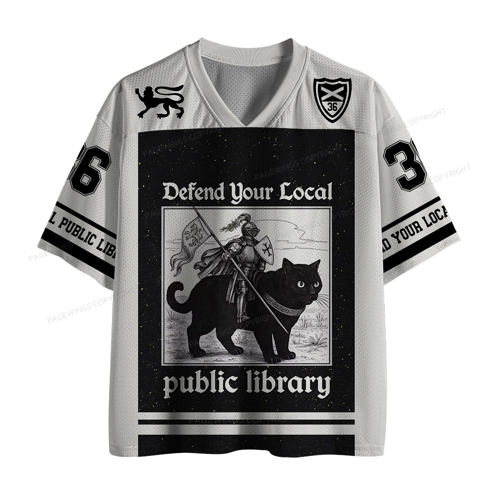 Pagewings Defend Your Local Public Library Unisex Mesh Jersey