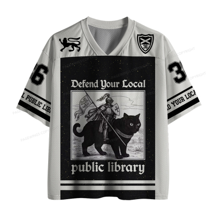 Pagewings Defend Your Local Public Library Unisex Mesh Jersey