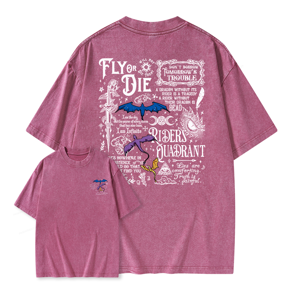 Pagewings Fly Or Die Unisex Washed T-shirt