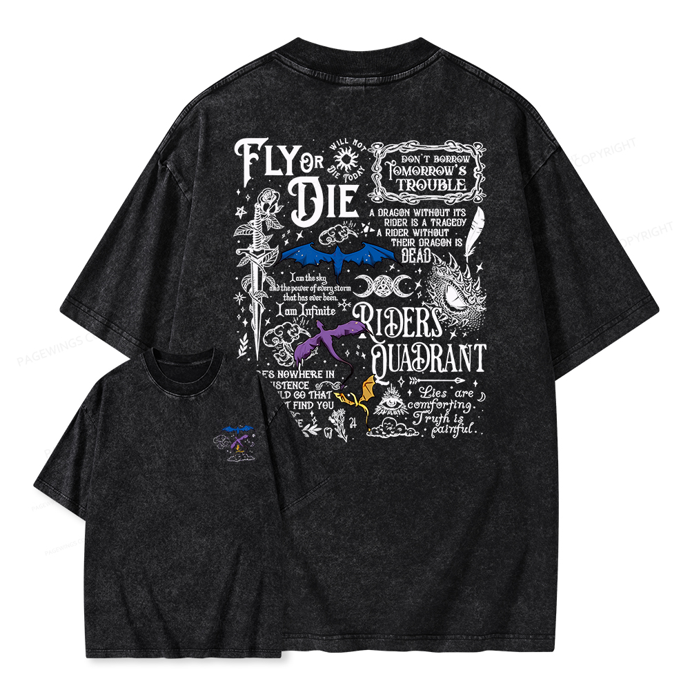 Pagewings Fly Or Die Unisex Washed T-shirt