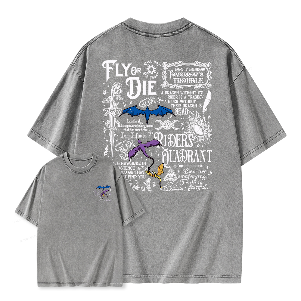 Pagewings Fly Or Die Unisex Washed T-shirt